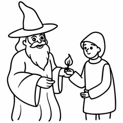 The wizard tests the peasant  art vector illustration