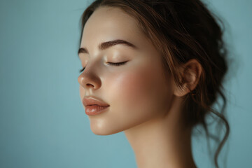 Fototapeta premium A close up of a girl's face with her eyes closed