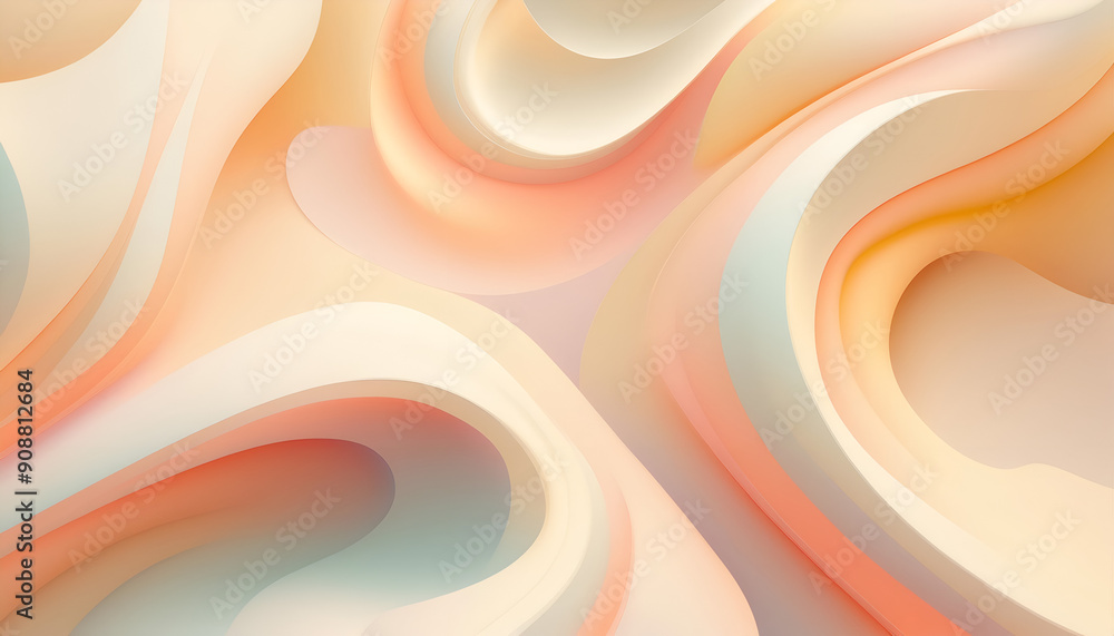 Poster soft curves and fluid patterns create a serene abstract design in pastel colors