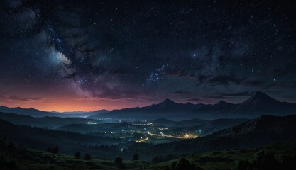 Starlit Landscape Over the Valley