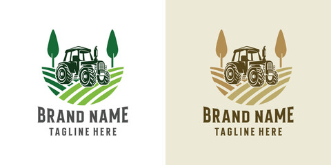Farm tractor logo design. Tractor logo for agricultural farming. Farm tractor logo design template © INNE