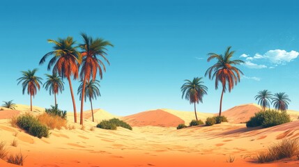 Palm Trees and Dunes in a Desert Landscape