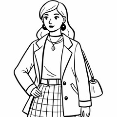 A woman nurse standing art vector illustration