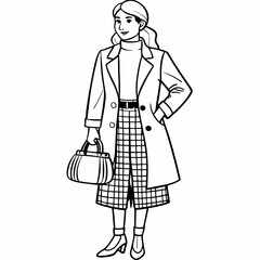 A woman nurse standing art vector illustration