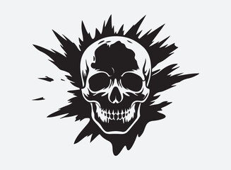 Blood skull  silhouette, skull logo, vector illustration isolated on white background.
