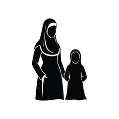 muslim mother and child silhouette

