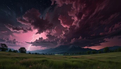 Fototapeta premium Majestic Storm Over Serene Landscape