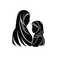 muslim mother and child silhouette

