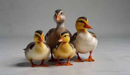 Cute Ducklings in a Family Group