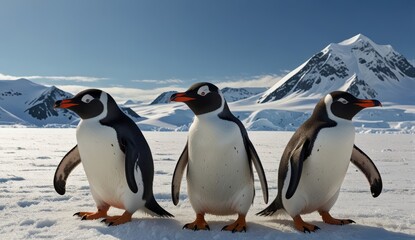 Obraz premium Playful Penguins in Arctic Landscape