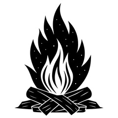 Wood fire art vector illustration