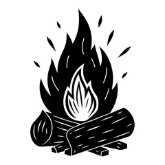 Wood fire art vector illustration