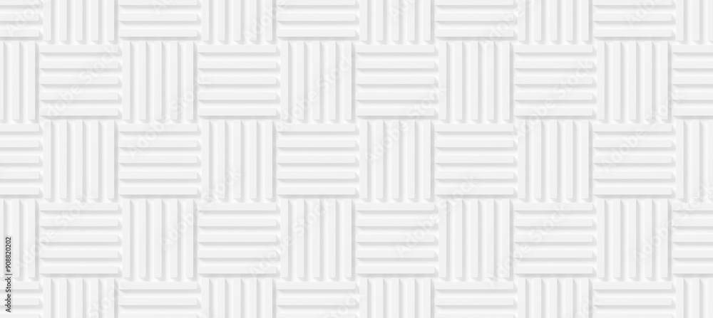 Poster grid of white cube boxes or blocks made from lines background wallpaper banner, flat lay top view fr