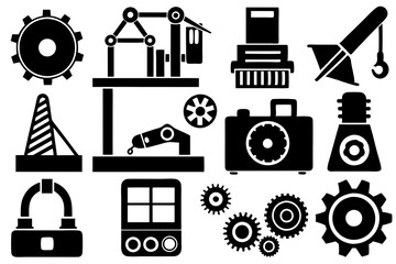 Industrial equipment icon set Stock set art vector illustration