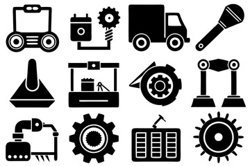 Industrial equipment icon set Stock set art vector illustration