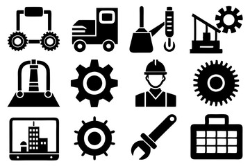 Industrial equipment icon set Stock set art vector illustration