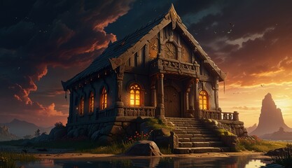 Mystical Cottage at Dusk