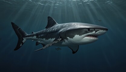 Fototapeta premium Majestic Great White Shark Underwater