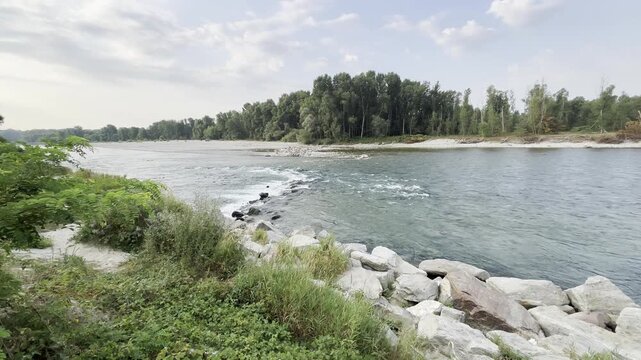 morning on the river ticino in cuggiono italy, 4th august 2024 
