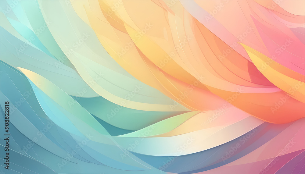 Aufkleber soft pastel waves dynamic abstract background with fluid textures and colors