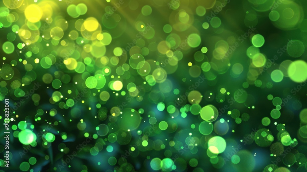 Poster bright green and yellow lights create a captivating bokeh background, perfect for enhancing visual d