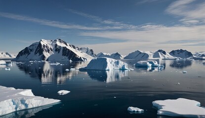 Serene Arctic Landscape with Icebergs