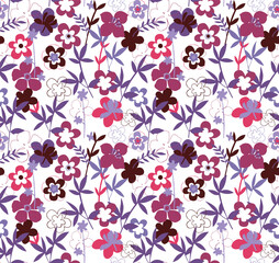 flower, pattern, seamless, floral, vector, design, illustration, wallpaper, decoration, spring, flowers, leaf, nature, art, summer, pink, plant, texture, ornament, fabric, butterfly, card, pattern, se