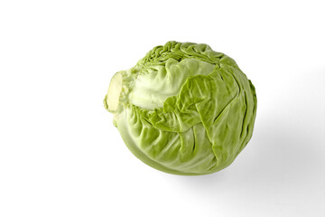 Fototapeta premium Raw white cabbage with beautiful textured leaves isolated on white background