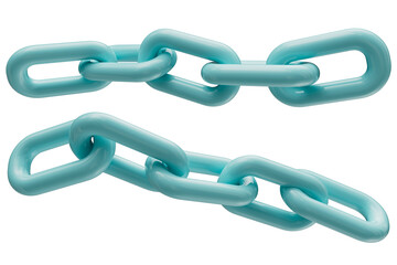 Obraz premium Turquoise plastic chains isolated on a transparent background. 3D render.