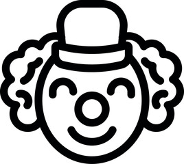 Simple line art illustration of a happy clown face, perfect for entertainment and circus themed designs