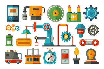 Industrial equipment icon set Stock set art vector illustration