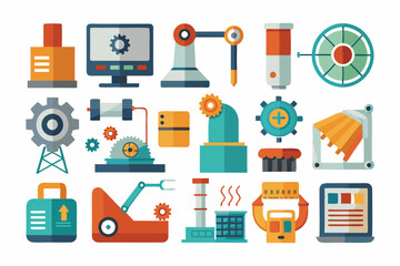 Industrial equipment icon set Stock set art vector illustration