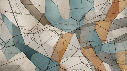 Abstract geometric pattern with soft, muted tones of blue, brown, and gray