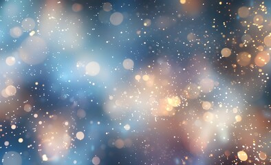 abstract glitter background with bokeh lights and space for text. shiny white, blue, silver and golden colors.