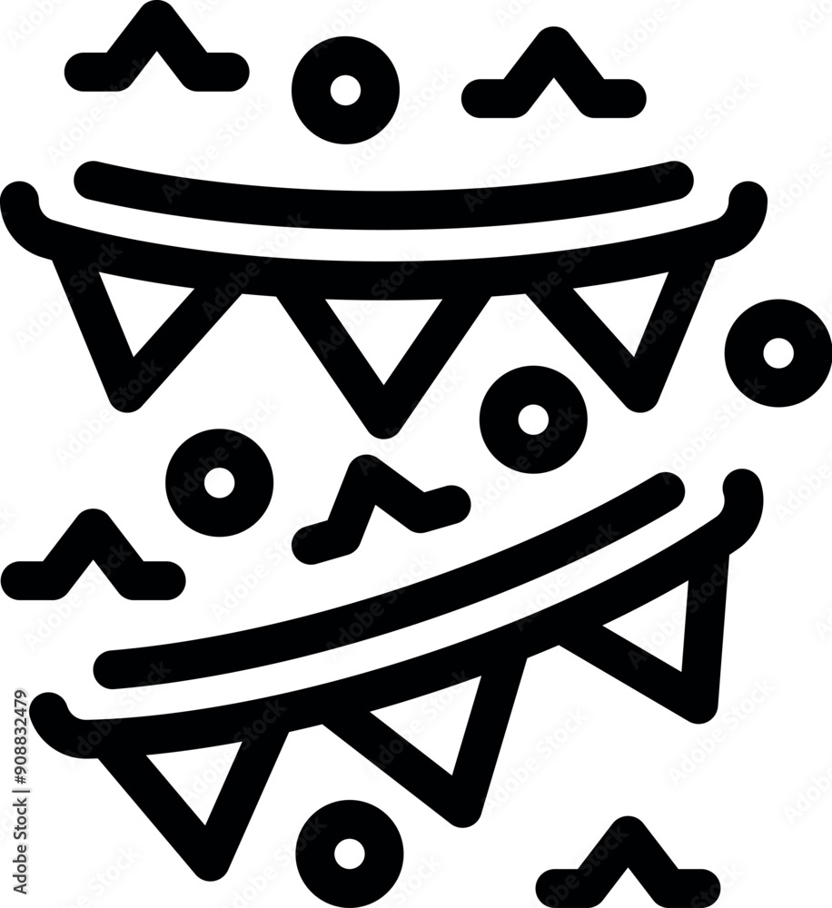 Aufkleber Bold icon of party bunting hanging with confetti exploding around it