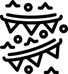 Bold icon of party bunting hanging with confetti exploding around it