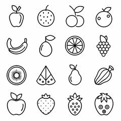 Fruit Apple Banana Orange set art vector illustration