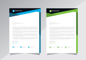 Creative modern letterhead design template with blue and green color. Corporate letter head design templates for your business, company and project. Vector letterhead design.