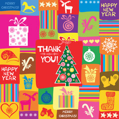 Christmas and New Year festive design with seamless pattern. Good for textile fabric design, wrapping paper, website wallpapers, textile, wallpaper and apparel. Xmas decoration. vector illustration