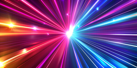 Obraz premium Moving elliptical neon light trails dynamic lights glowing lines on a black background 