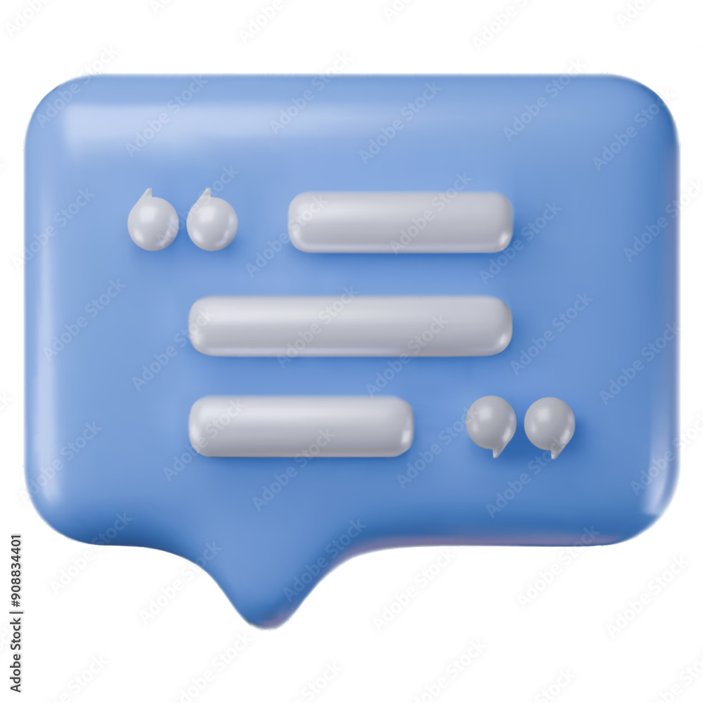 Poster vector realistic icon of message form with imitation text in quotes, text field isolated on transpar