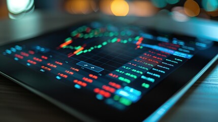 Obraz premium Laptop screens in the office display candlestick charts of financial business reports and stock investment trading statistics.