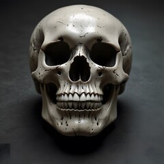 Obraz premium Intricate Close-Up of Human Skull: High-Resolution Photo Capturing the Details and Texture of Bone Structure for Medical, Educational.