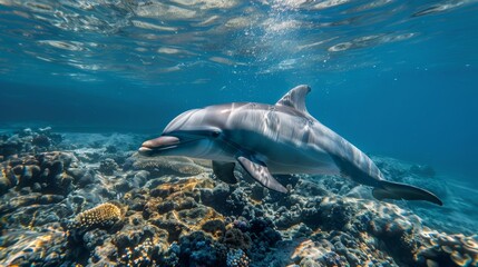 Fototapeta premium Wide-angle lens photography of a dolphin