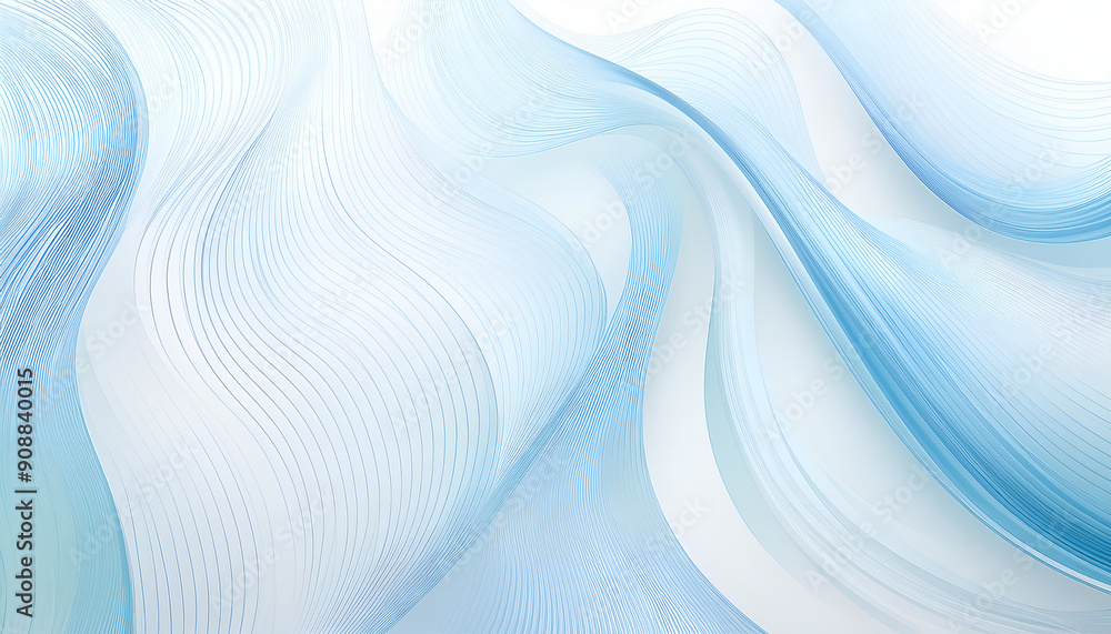 Aufkleber flowing blue and white abstract waves representing calm tranquility and motion in a serene setting