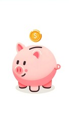 Piggy bank and coin