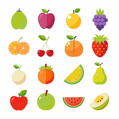 Fruit Apple Banana Orange set art vector illustration