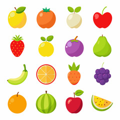 Fruit Apple Banana Orange set art vector illustration