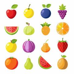 Fruit Apple Banana Orange set art vector illustration