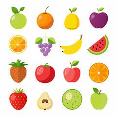 Fruit Apple Banana Orange set art vector illustration